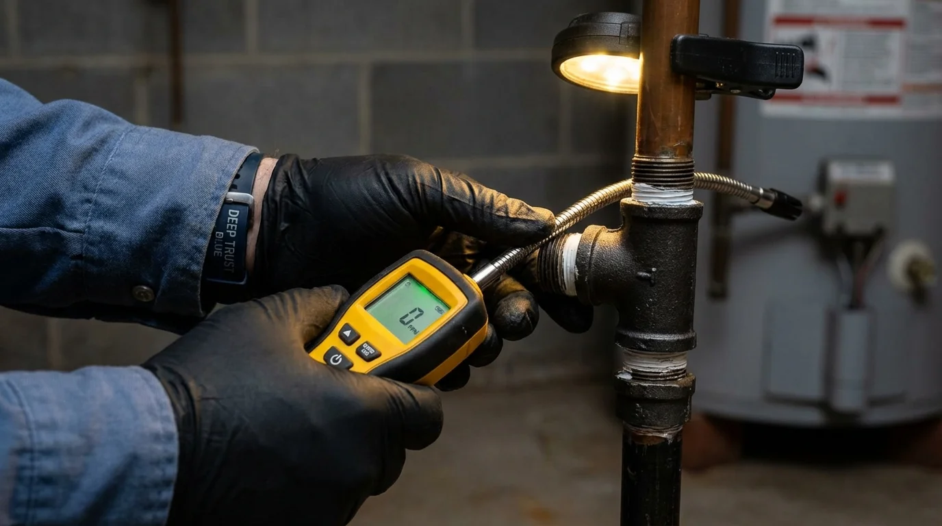 Gas leak detection with electronic sniffer by Johns Plumbing LLC in Tilton
